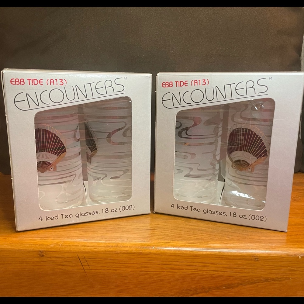 2 Vintage Boxes of 4 (8) Culver Encounters A13 Tide Acrylic Iced Tea Glasses SET
